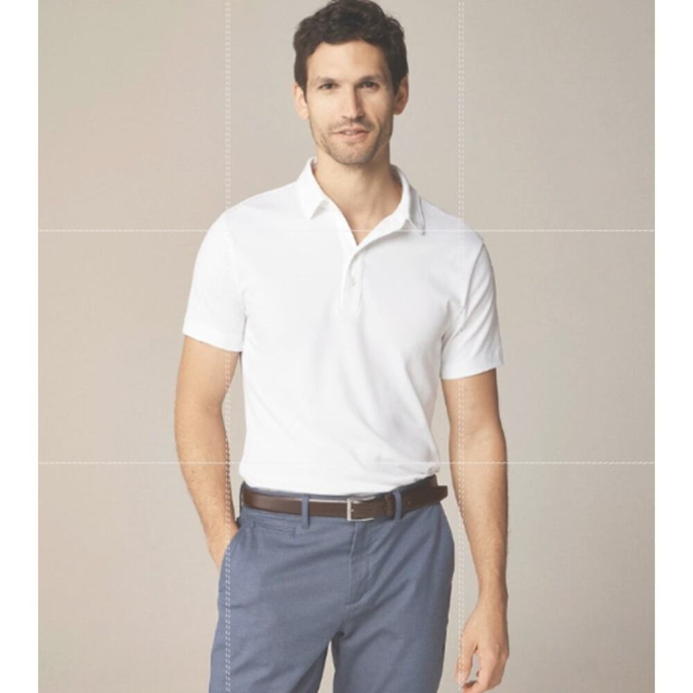 J.Crew Performance Polo Shirt Mens M White Pullover Coolmax Short Sleeve Stretch